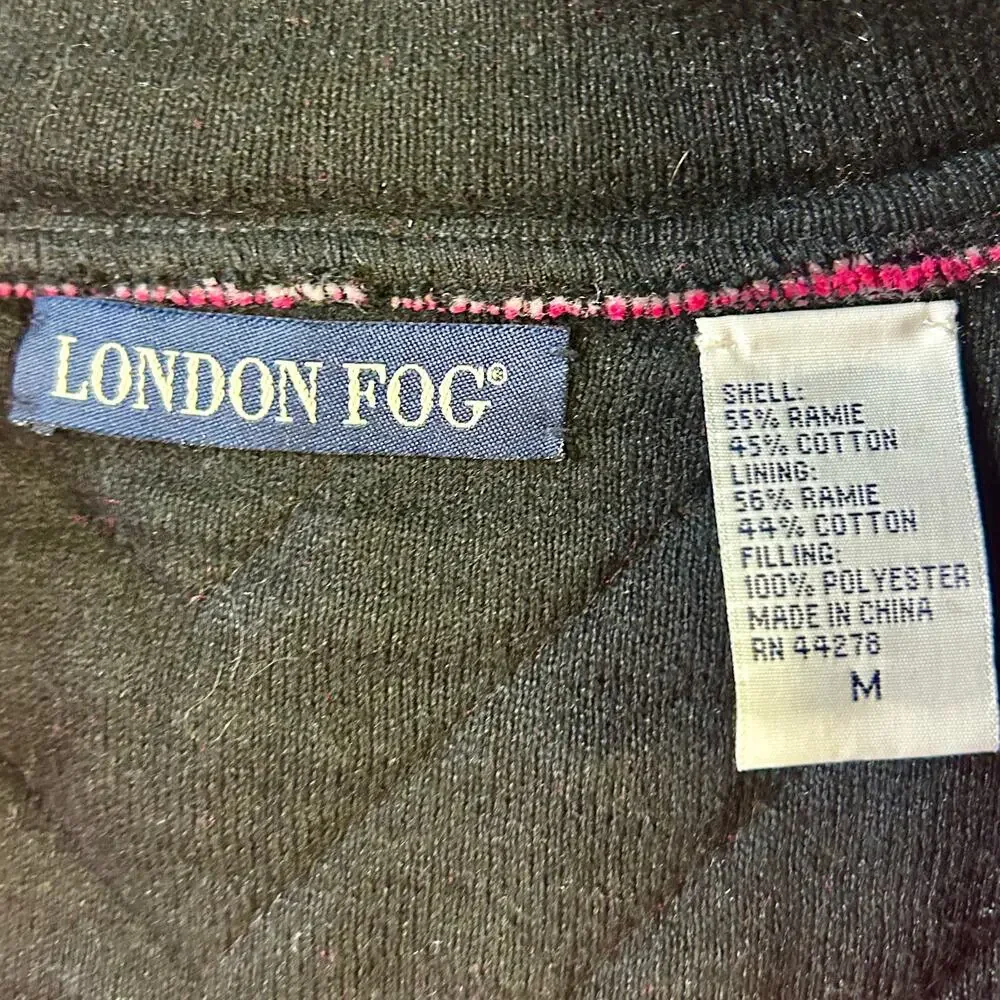 London Fog Quilted Jacket Women’s M Pink Ramie Cotton Zip Front Lightweight Coat